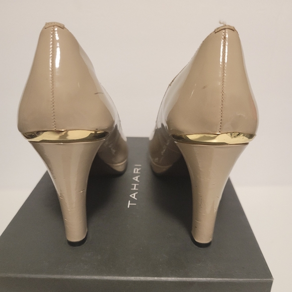 Nude and Gold Platform Pumps sz 7.5 - Picture 4 of 6